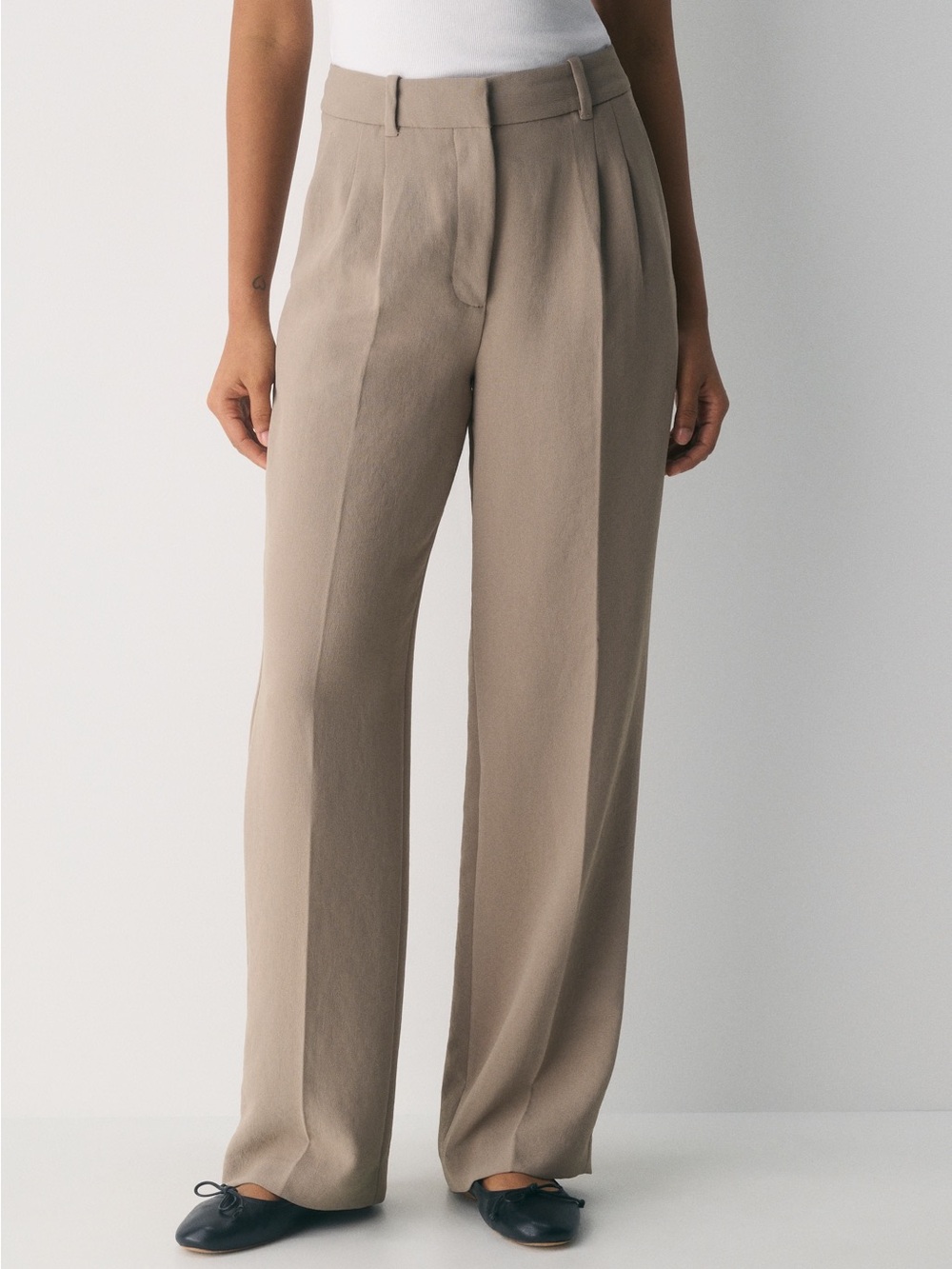 Aritzia Wide-Leg Trousers in Taupe